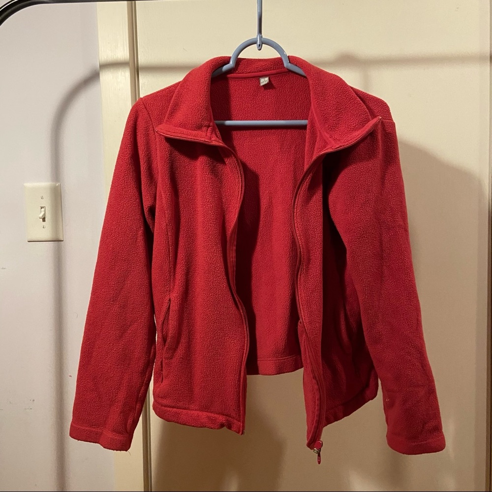 Uniqlo Pink Zip Up Fleece Sweater